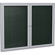 Ghent 2 Door Enclosed Vinyl Bulletin Board with Satin Frame (PA23648VX183)