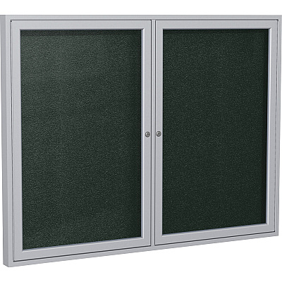 Ghent 2 Door Enclosed Vinyl Bulletin Board with Satin Frame (PA23648VX183)