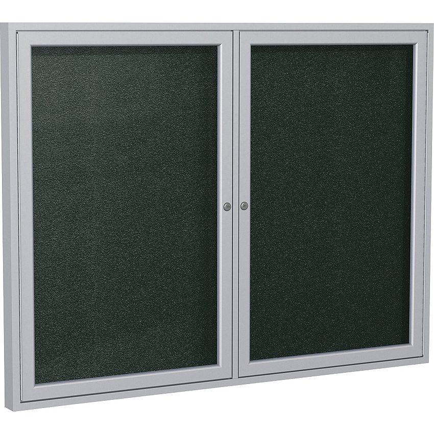 Ghent 2 Door Enclosed Vinyl Bulletin Board with Satin Frame (PA23648VX183)