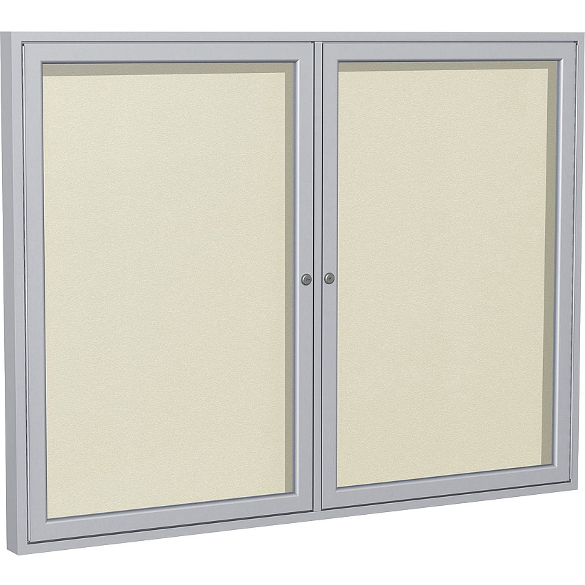 Ghent 2 Door Enclosed Vinyl Bulletin Board with Satin Frame (PA23648VX185)