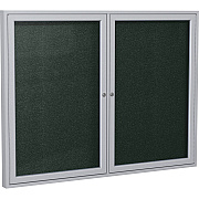 Ghent 2 Door Enclosed Vinyl Bulletin Board with Satin Frame (PA24860VX183)