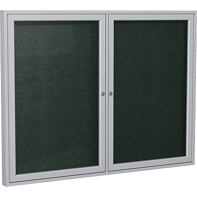 Ghent 2 Door Enclosed Vinyl Bulletin Board with Satin Frame (PA24860VX183)