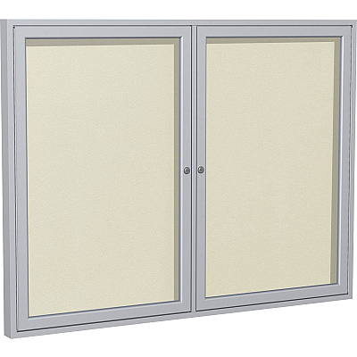 Ghent 2 Door Enclosed Vinyl Bulletin Board with Satin Frame (PA24860VX185)