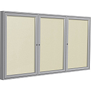 Ghent 3 Door Enclosed Vinyl Bulletin Board with Satin Frame (PA34872VX185)