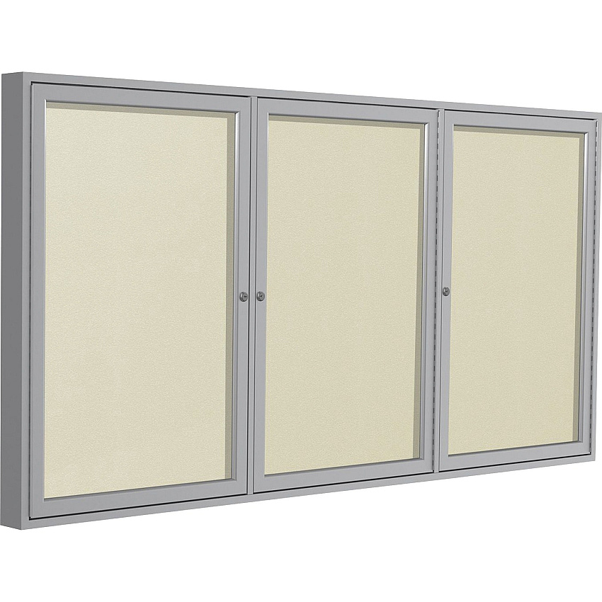 Ghent 3 Door Enclosed Vinyl Bulletin Board with Satin Frame (PA34872VX185)