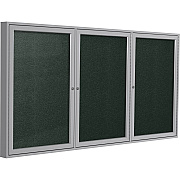 Ghent 3 Door Enclosed Vinyl Bulletin Board with Satin Frame (PA34896VX183)
