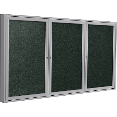 Ghent 3 Door Enclosed Vinyl Bulletin Board with Satin Frame (PA34896VX183)