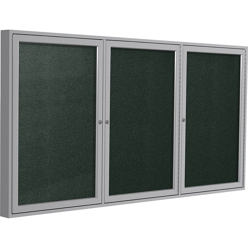 Ghent 3 Door Enclosed Vinyl Bulletin Board with Satin Frame (PA34896VX183)