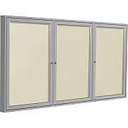 Ghent 3 Door Enclosed Vinyl Bulletin Board with Satin Frame (PA34896VX185)