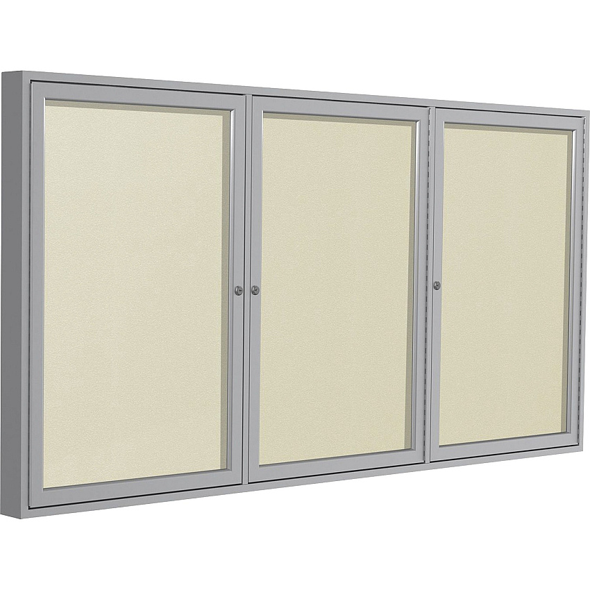 Ghent 3 Door Enclosed Vinyl Bulletin Board with Satin Frame (PA34896VX185)