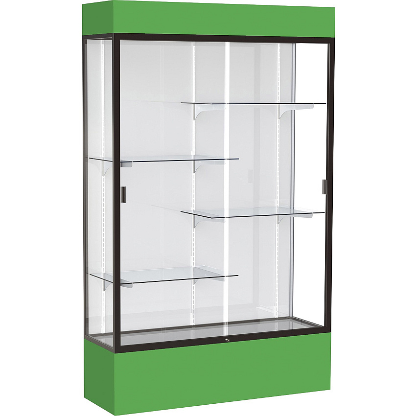 Waddell Lighted Floor Case, White Back w/ Dark Bronze Frame & Colored Base (3174WBBZKG)