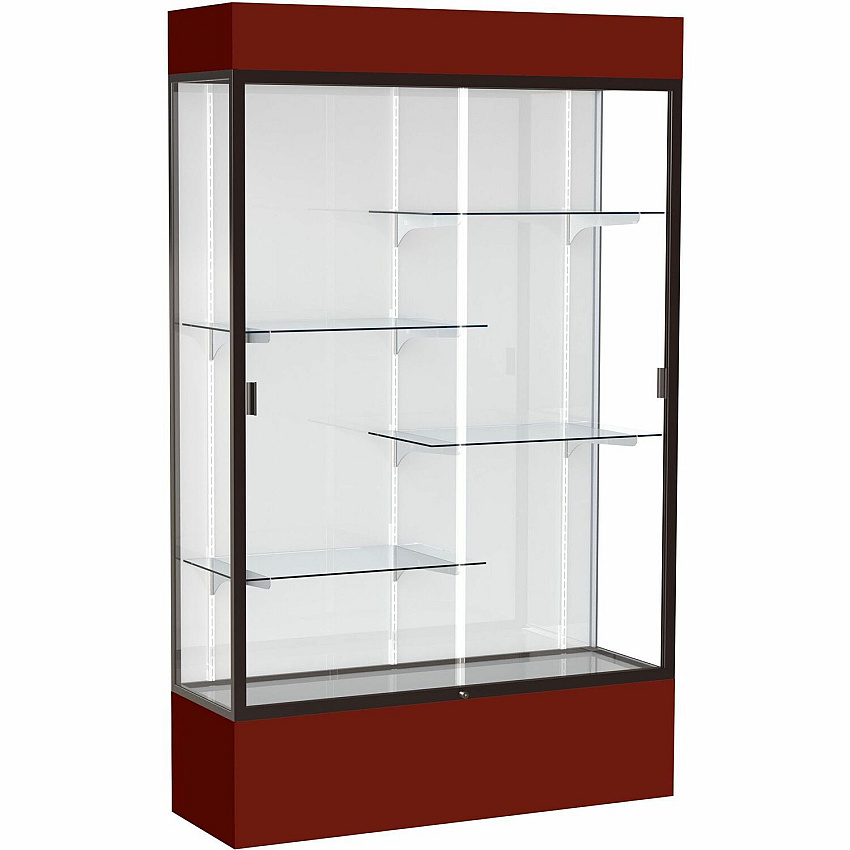 Waddell Lighted Floor Case, White Back w/ Dark Bronze Frame & Colored Base (3174WBBZMN)