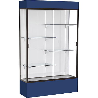 Waddell Lighted Floor Case, White Back w/ Dark Bronze Frame & Colored Base (3174WBBZNY)