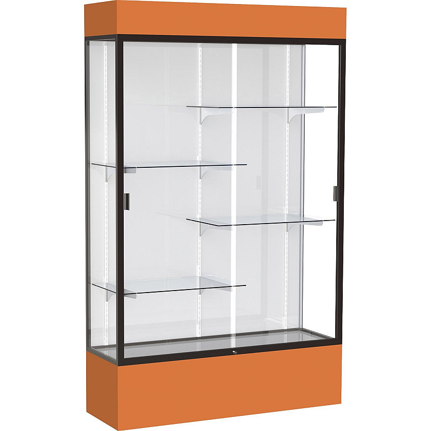Waddell Lighted Floor Case, White Back w/ Dark Bronze Frame & Colored Base (3174WBBZOR)
