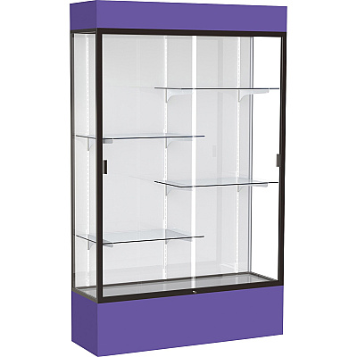 Waddell Lighted Floor Case, White Back w/ Dark Bronze Frame & Colored Base (3174WBBZPE)