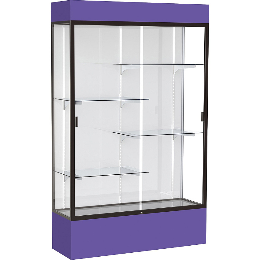 Waddell Lighted Floor Case, White Back w/ Dark Bronze Frame & Colored Base (3174WBBZPE)