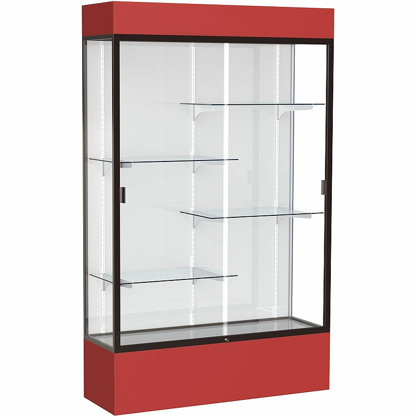 Waddell Lighted Floor Case, White Back w/ Dark Bronze Frame & Colored Base (3174WBBZRD)