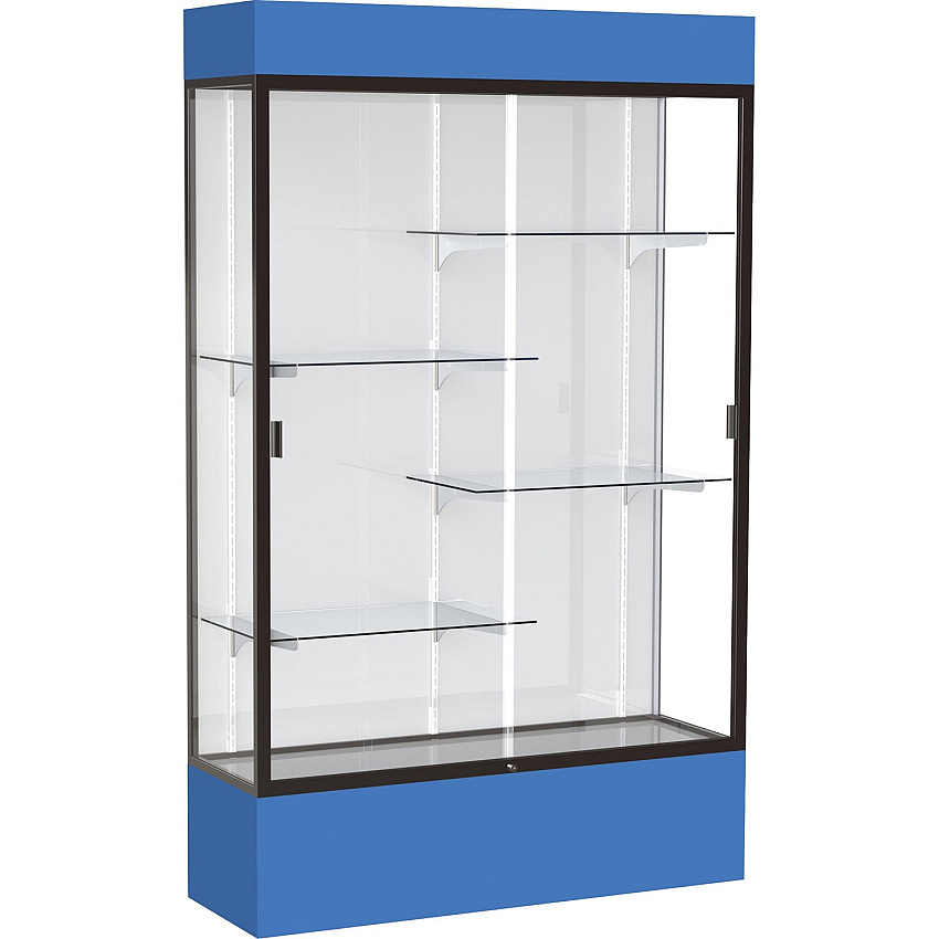 Waddell Lighted Floor Case, White Back w/ Dark Bronze Frame & Colored Base (3174WBBZRY)