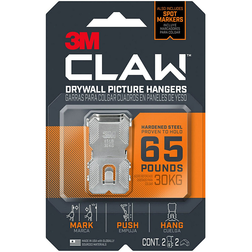3M CLAW Drywall Picture Hanger (MMM3PH65M2ES)