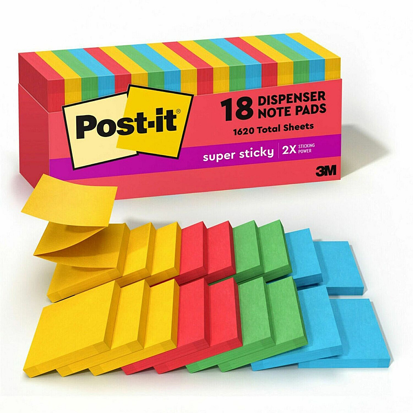 Post-it Super Sticky Dispenser Notes - Playful Primaries Color Collection (MMMR33018SSANCP)