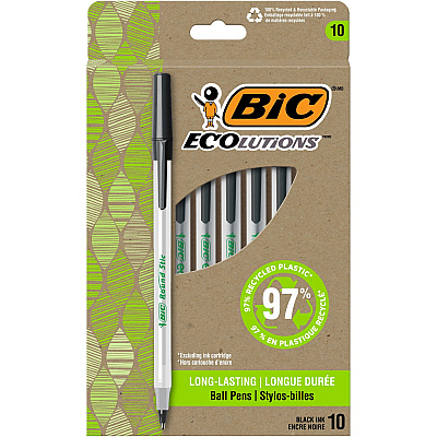BIC Ecolutions Round Stic Ball Point Pen (BICGSME10BK)