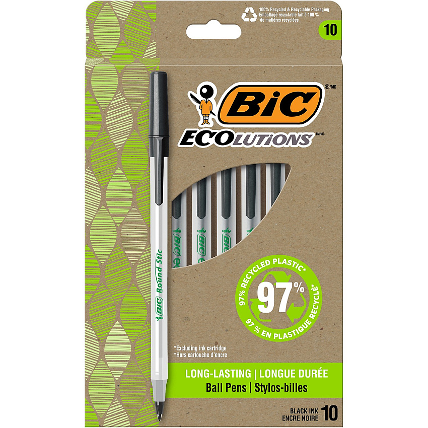 BIC Ecolutions Round Stic Ball Point Pen (BICGSME10BK)