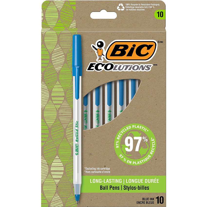 BIC Ecolutions Round Stic Ball Point Pen (BICGSME10BE)