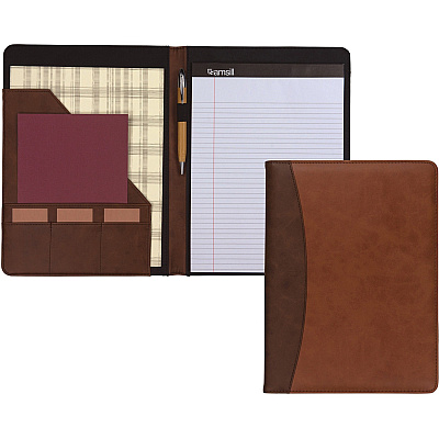 Samsill Two-Tone Padfolio, Resume Portfolio, Business Portfolio, with 8.5 x 11" Writing Pad, Brown and Dark Brown (SAM71656)