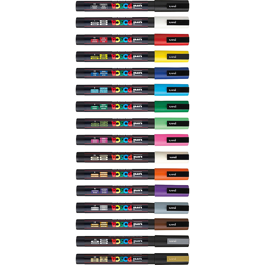 Uni Posca PC-3M Paint Markers (UBCPC3M16C)