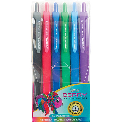So-Mine Serve Berry Quick Dry Retract Gel Ink Pen (SRVBRGEL07B6KRA)