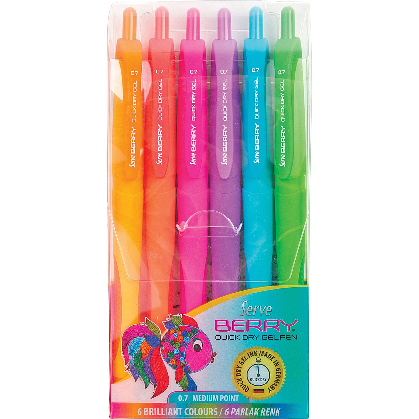 So-Mine Serve Berry Quick Dry Retract Gel Ink Pen (SRVBRGEL07B6KRB)