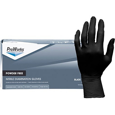 ProWorks Black Nitrile Exam Gloves, Powder Free 5 mil (GL-N145F) (GLN145FXX)
