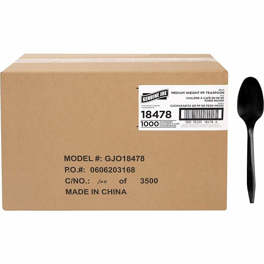 Genuine Joe Medium-weight Individually Wrapped Teaspoons (GJO18478)