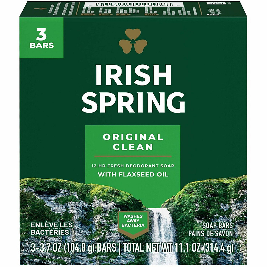 Irish Spring Deodorant Bar Soap with Flaxseed Oil (CPC114177)