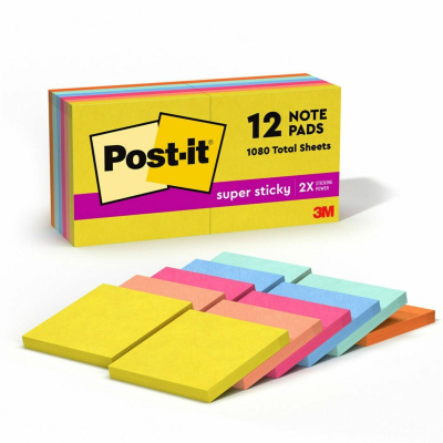 Post-it Super Sticky Note Pads - Summer Joy Color Collection (MMM65412SSJOY)