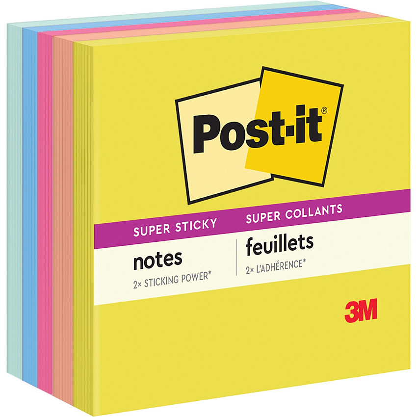 Post-it Super Sticky Note Pads - Summer Joy Color Collection (MMM6545SSJOY)
