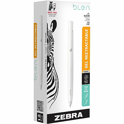 Zebra bLen Retractable Gel White Barrel 0.7mm Dozen (ZEB41400)
