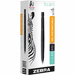 Zebra bLen Retractable Gel Black Barrel 0.7mm Dozen (ZEB41410)