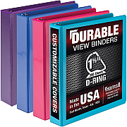 Samsill Durable 1.5 Inch Binder, Made in the USA, D Ring Customizable Clear View Binder, Fashion Assortment, 4 Pack, Each Holds 350 Page (SAMMP46459)