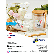 Avery Durable Waterproof Labels, 2" x 2" Square, 96 Total (AVE64510)