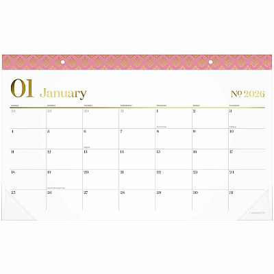 Cambridge WorkStyle 2026 Monthly Desk Pad Calendar, Green, Compact, 17 3/4" x 11" (1606705)