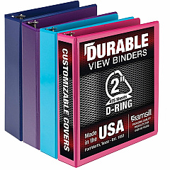 Samsill Durable 2 Inch Binder, Made in the USA, D Ring Customizable Clear View Binder, Fashion Assortment, 4 Pack, Each Holds 475Page (SAMMP46469)
