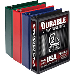 Samsill Durable 2 Inch Binder, Made in the USA, D Ring Customizable Clear View Binder, Basic Assortment, 4 Pack, Each Holds 475 Pages (SAMMP46468)