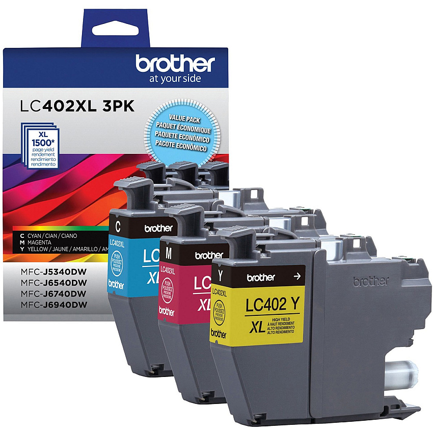 Brother Original High Yield Inkjet Ink Cartridge - Cyan, Magenta, Yellow - 3 Pack (LC402XL3PKS)
