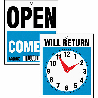 Headline Sign OPEN/WILL RETURN Time Sign (HDS9382)