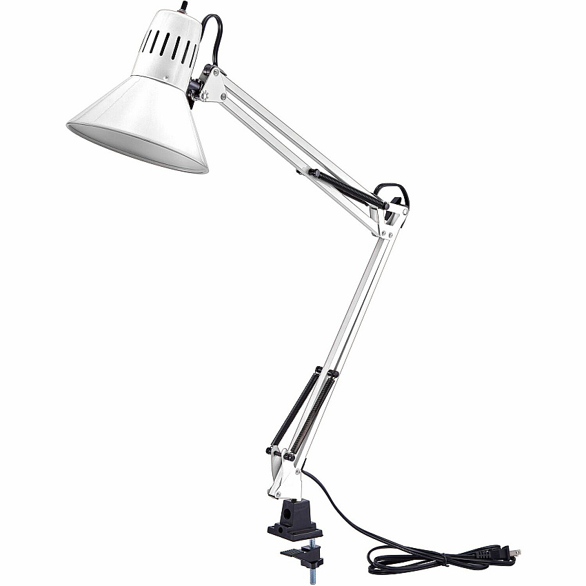 Bostitch Swing Arm Desk Lamp with Clamp, White (VLF100WHT)