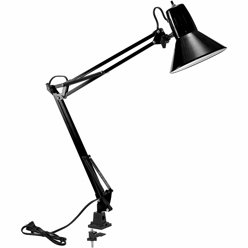 Bostitch Swing Arm Desk Lamp with Clamp, Black (VLF100)