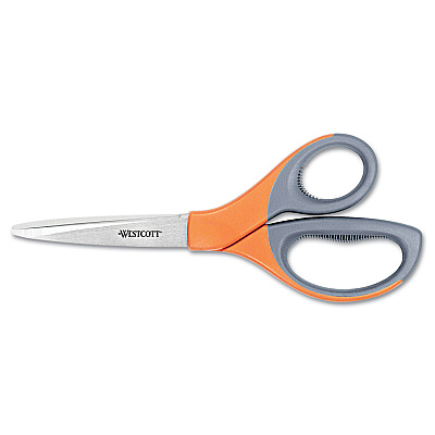 Westcott Elite Series Stainless Steel Shears, 8" Long, 3.5" Cut Length, Straight Orange Handle (ACM41318)