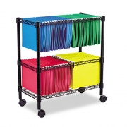 Alera Two-Tier File Cart for Front-to-Back + Side-to-Side Filing, Metal, 1 Shelf, 3 Bins, 26" x 14" x 29.5", Black (FW601426BL)