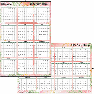 Blueline Passion Yearly Laminated Wall Calendar, 24" x 36" , English (C171920)